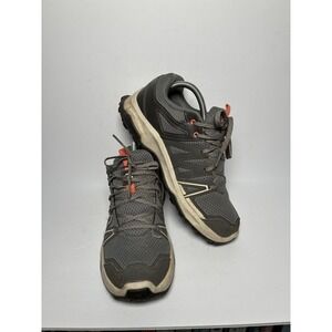 Salomon Trail Running Shoes‎ Gray Orange Contagrip Ortholite Hiking Size 7.5 US